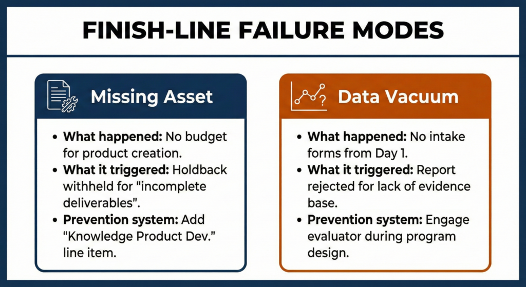 Finish line failure modes
